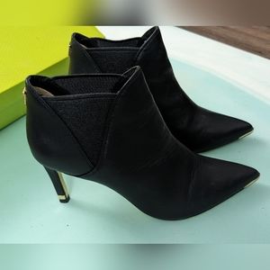 TED BAKER black and gold stiletto ankle boots